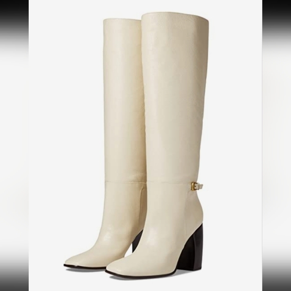 Tory Burch Geniune Leather Knee High Banana Block Heel Buckle Boot - Picture 3 of 7